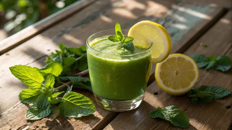 Fresh snake juice recipe with lemon and mint garnish