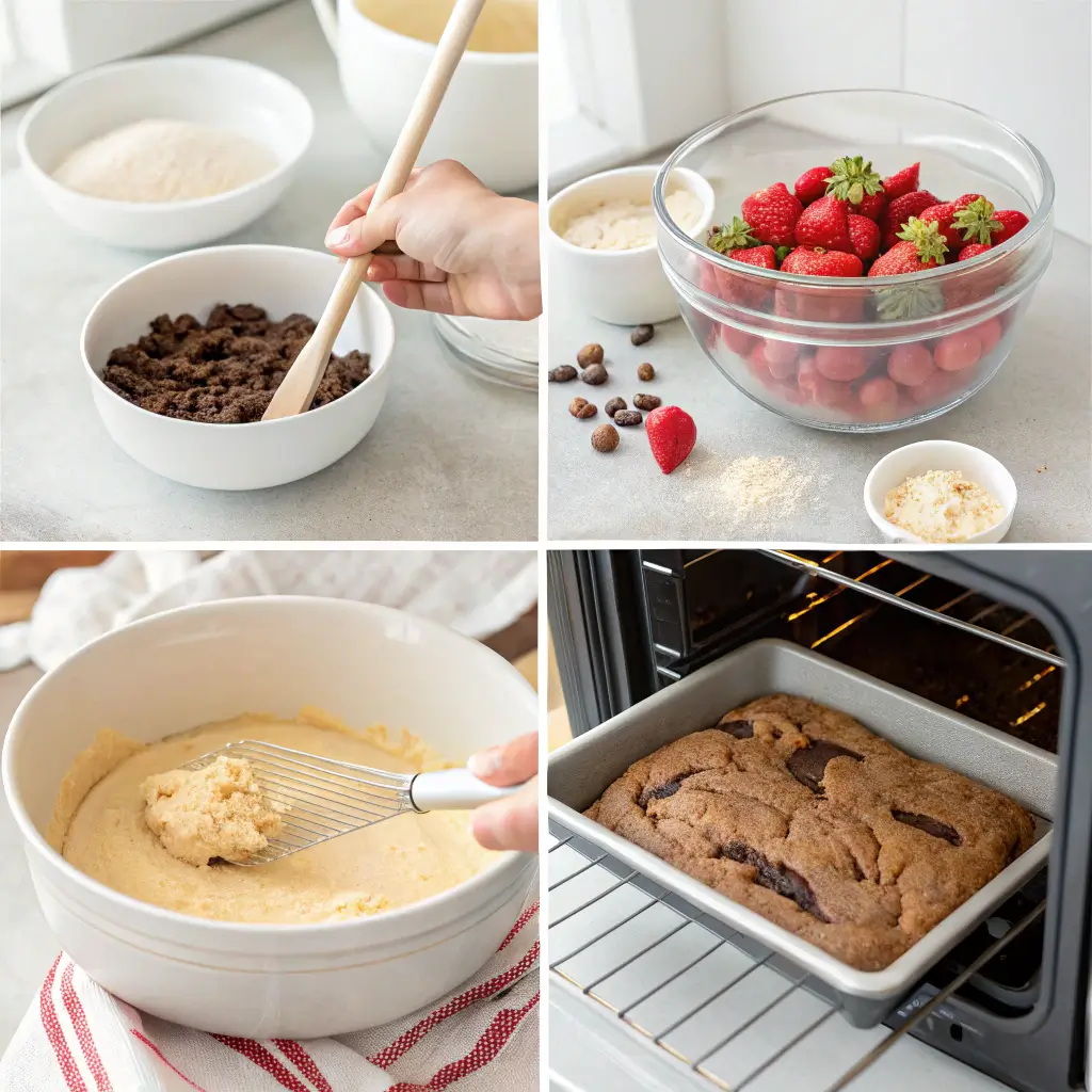 Step-by-step process of making a high protein dessert recipes