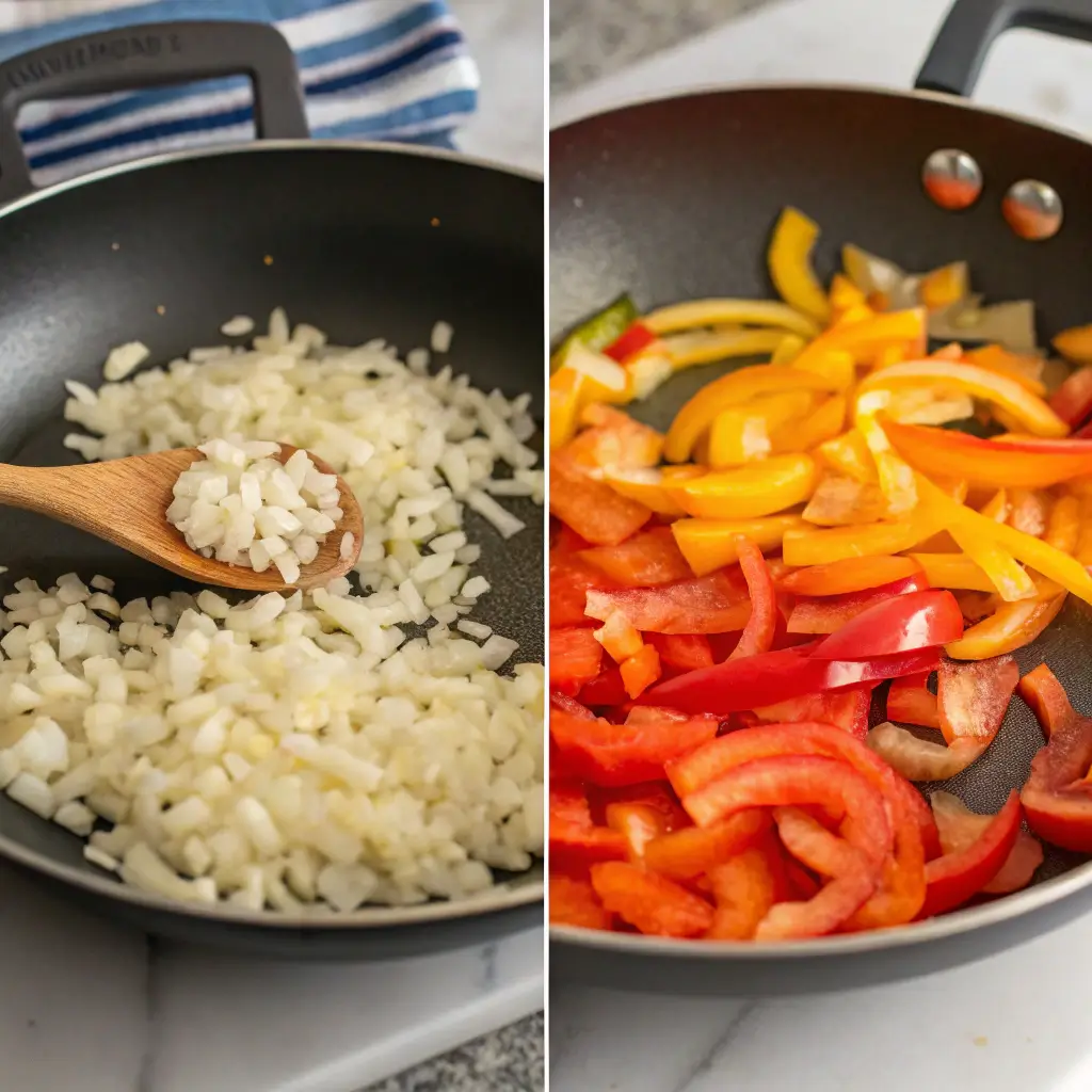 Sautéing aromatics for Ground Chicken Mexican Corn Recipe