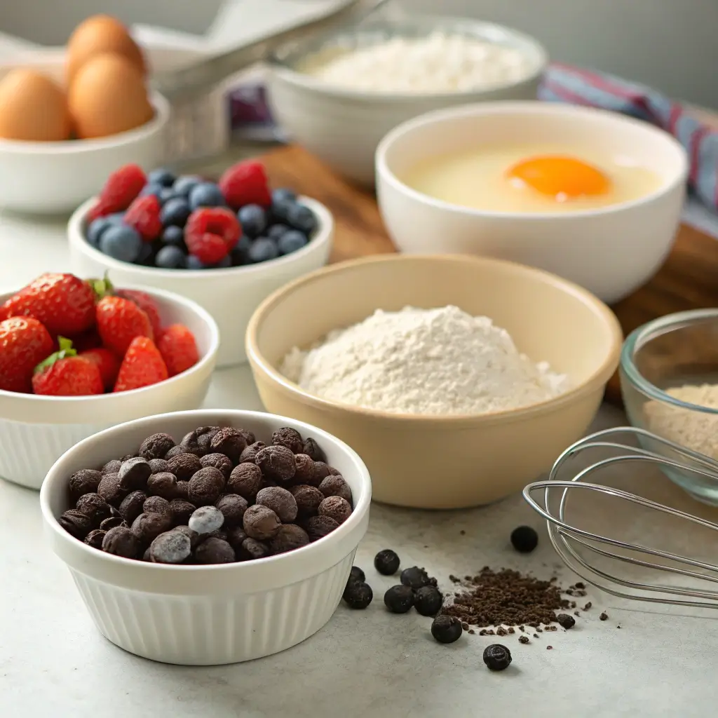 Close-up of organized ingredients for Freshly baked of Super Easy Muffin Pan Dessert Recipes